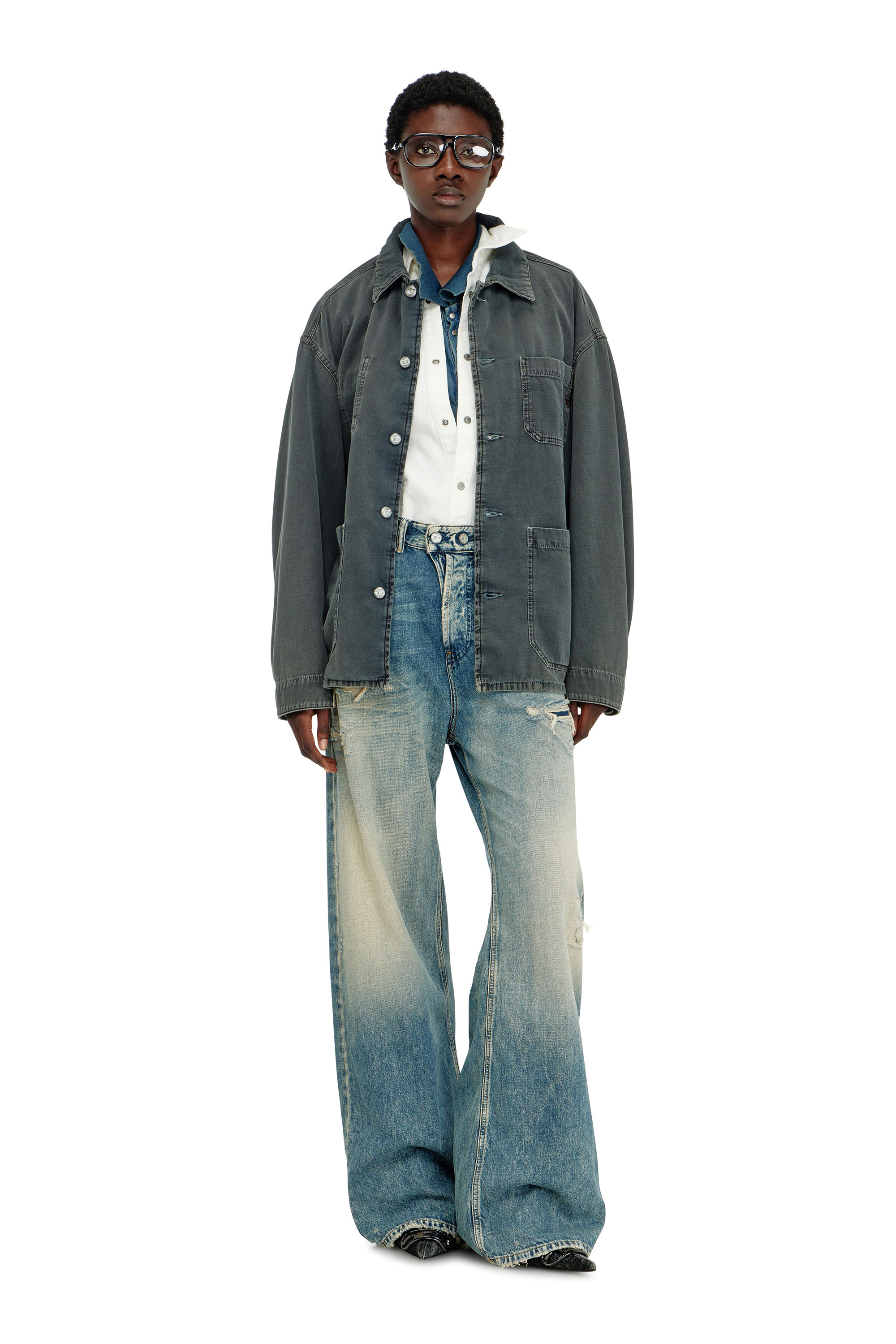 Diesel - D-STACK-U, Unisex Utility-Jacke aus farbigem denim in Grau - 7