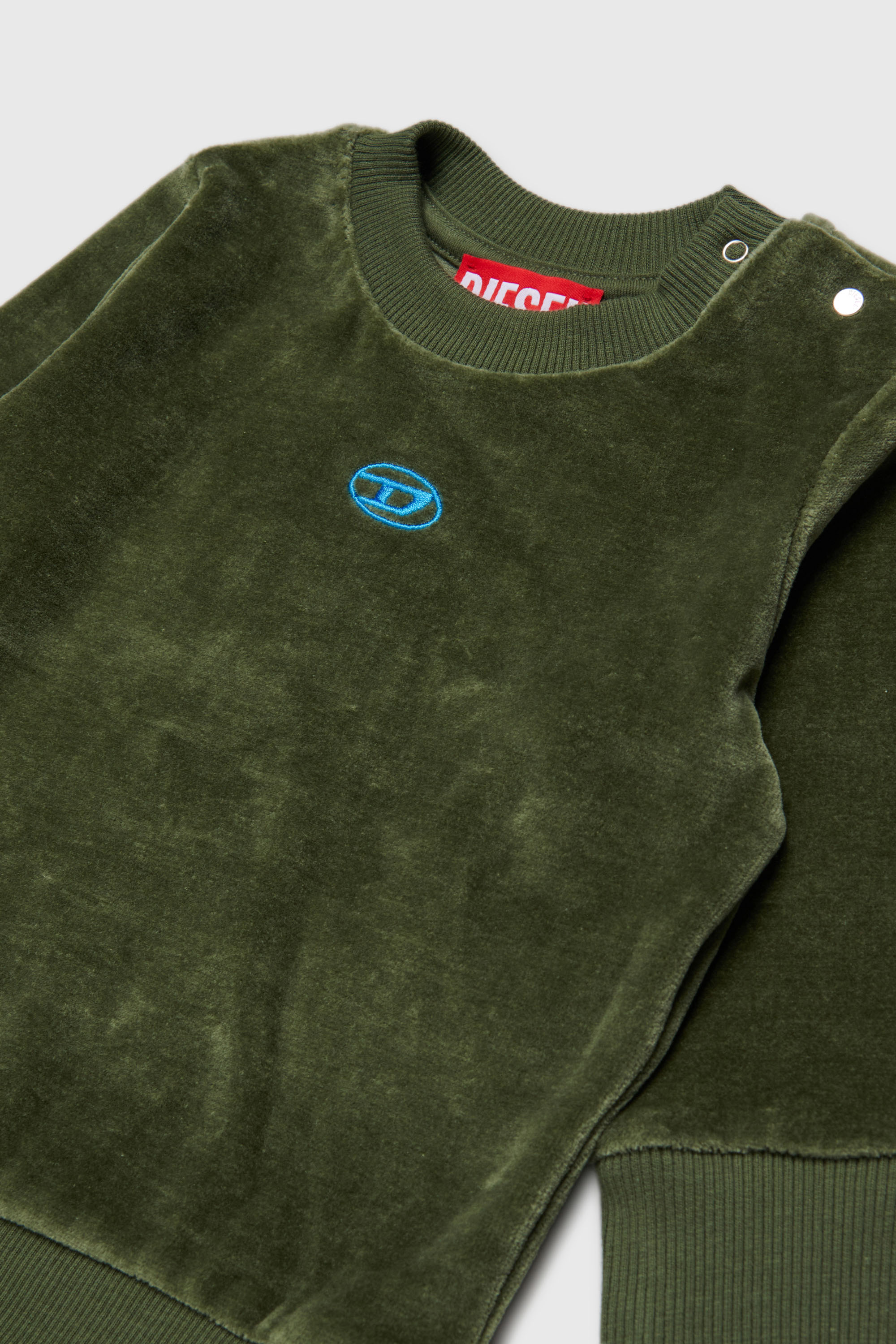 Diesel - SHENIB, Herren Sweatshirt aus Samt mit Oval D Stickerei in Gr&uuml;n - 3