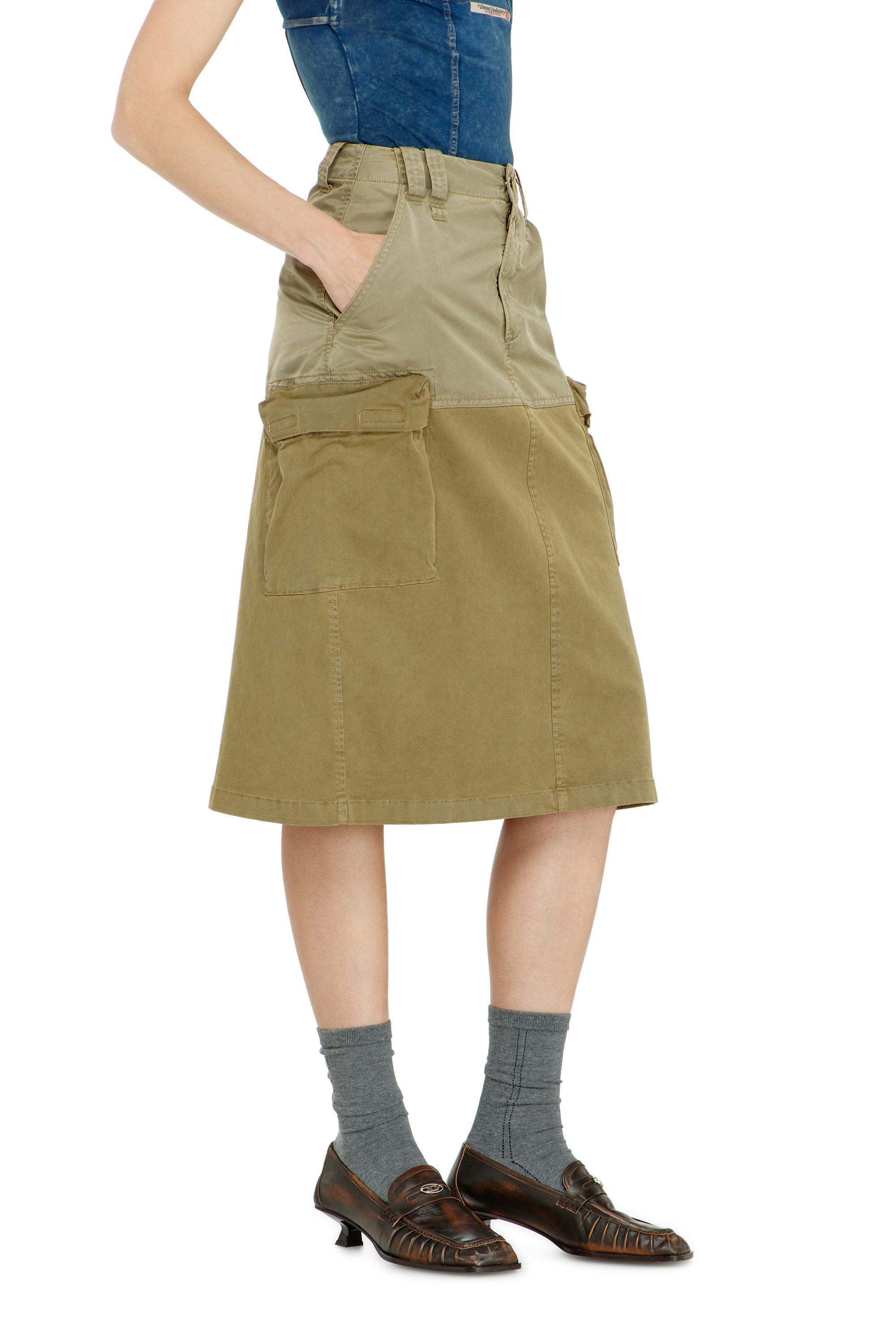 Diesel - O-DELE, Damen Cargo-Midirock aus Baumwolle und Nylon in null - 2