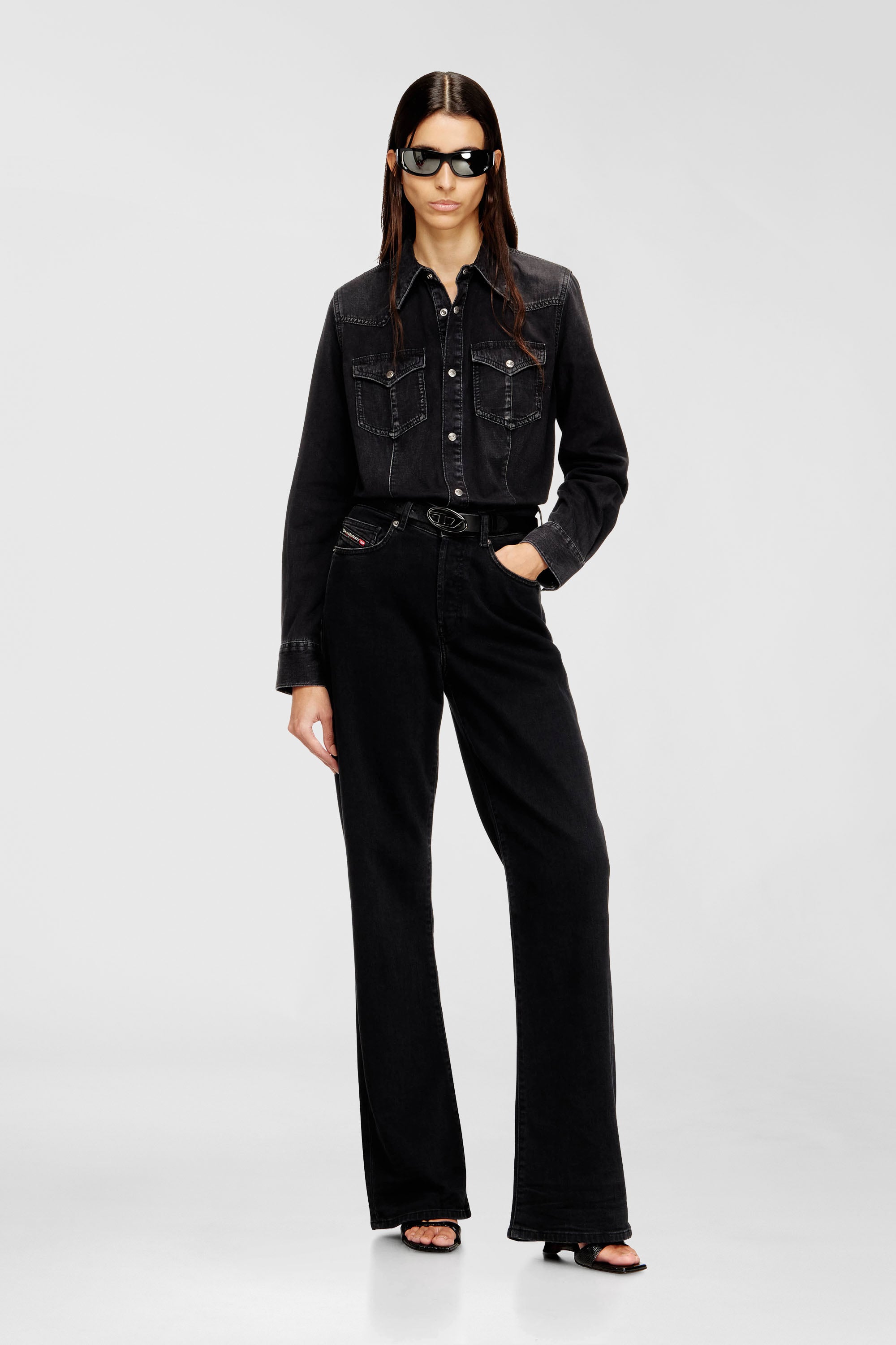 Diesel - DE-WAVES, Damen Western-Hemd aus behandeltem Denim in Schwarz - 2
