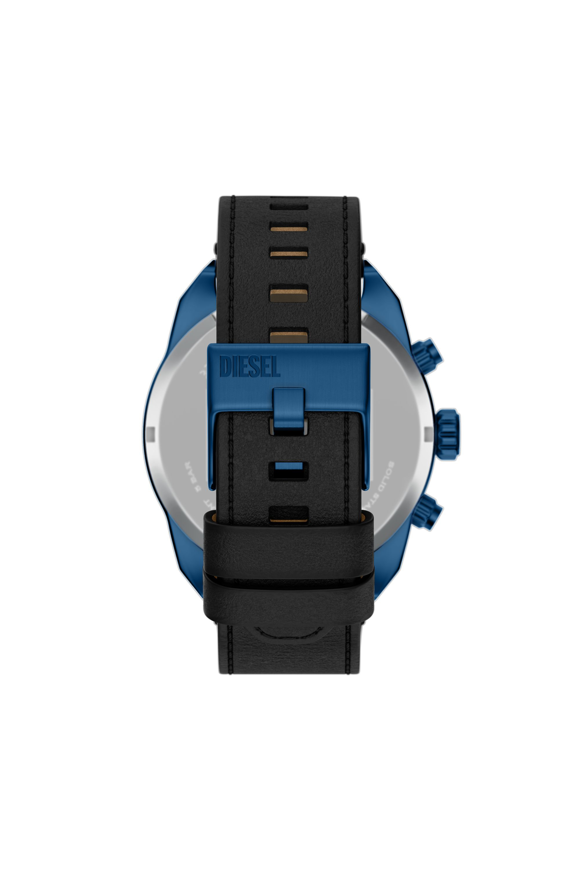 Diesel - DZ4703 WATCH, Herren Armbanduhr Spiked aus schwarzem Leder in Schwarz/Blau - 2