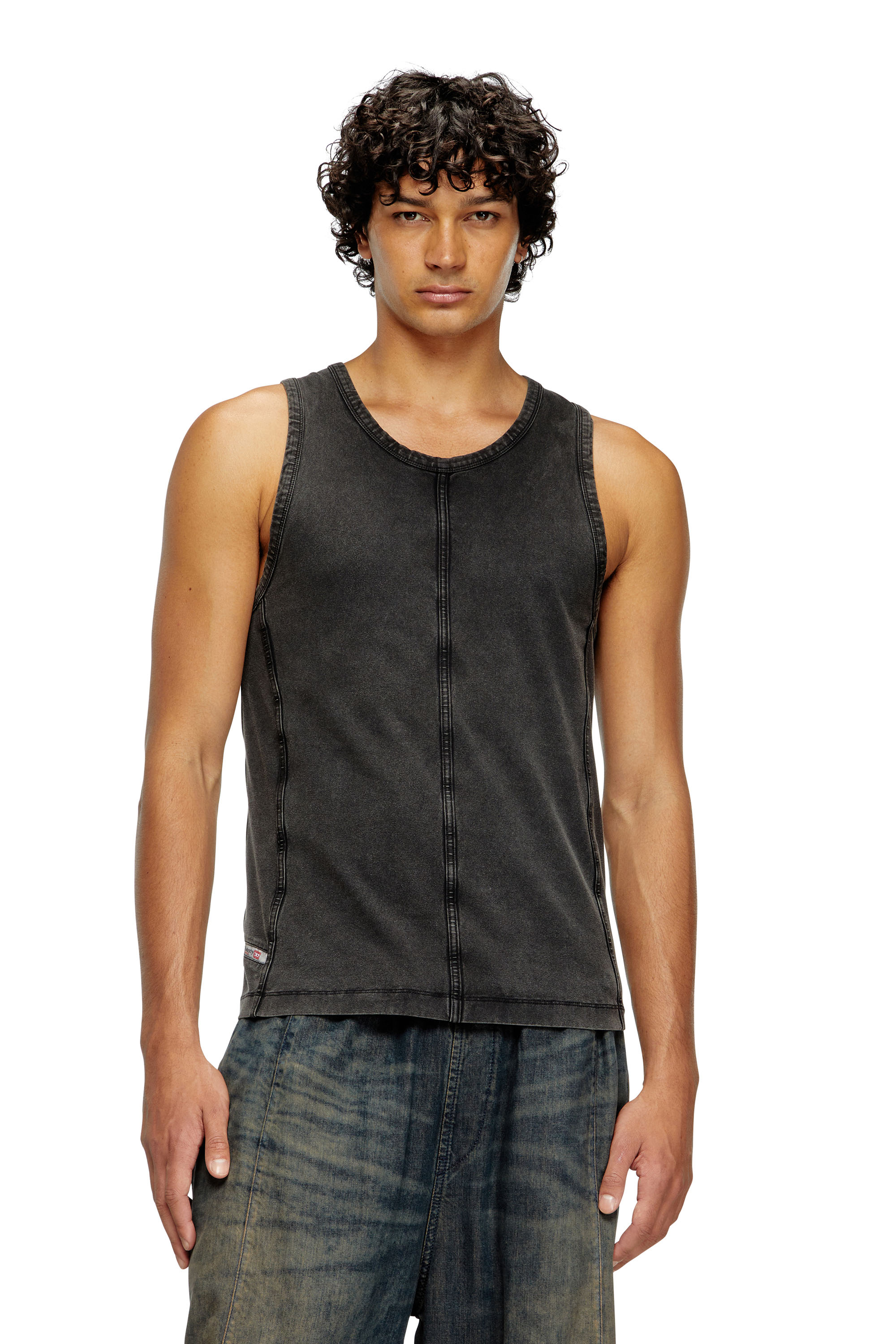 Diesel - T-MELY-SL, Herren Tanktop aus Jersey in Denim-Optik in Schwarz - 3