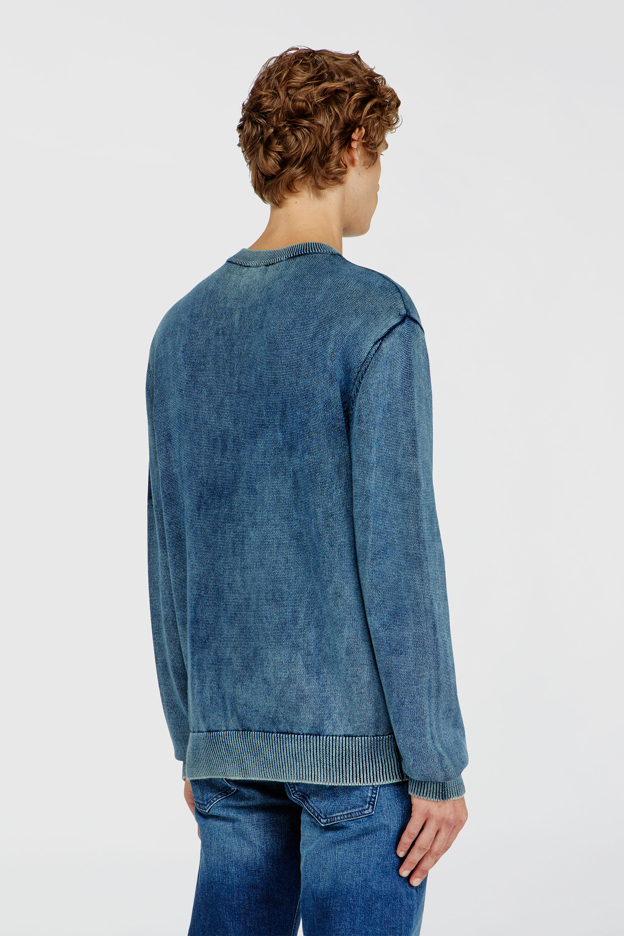 Diesel - K-PERNE, Herren Pullover in Denim-Optik mit Patch-Effekten in Mittelblau - 4