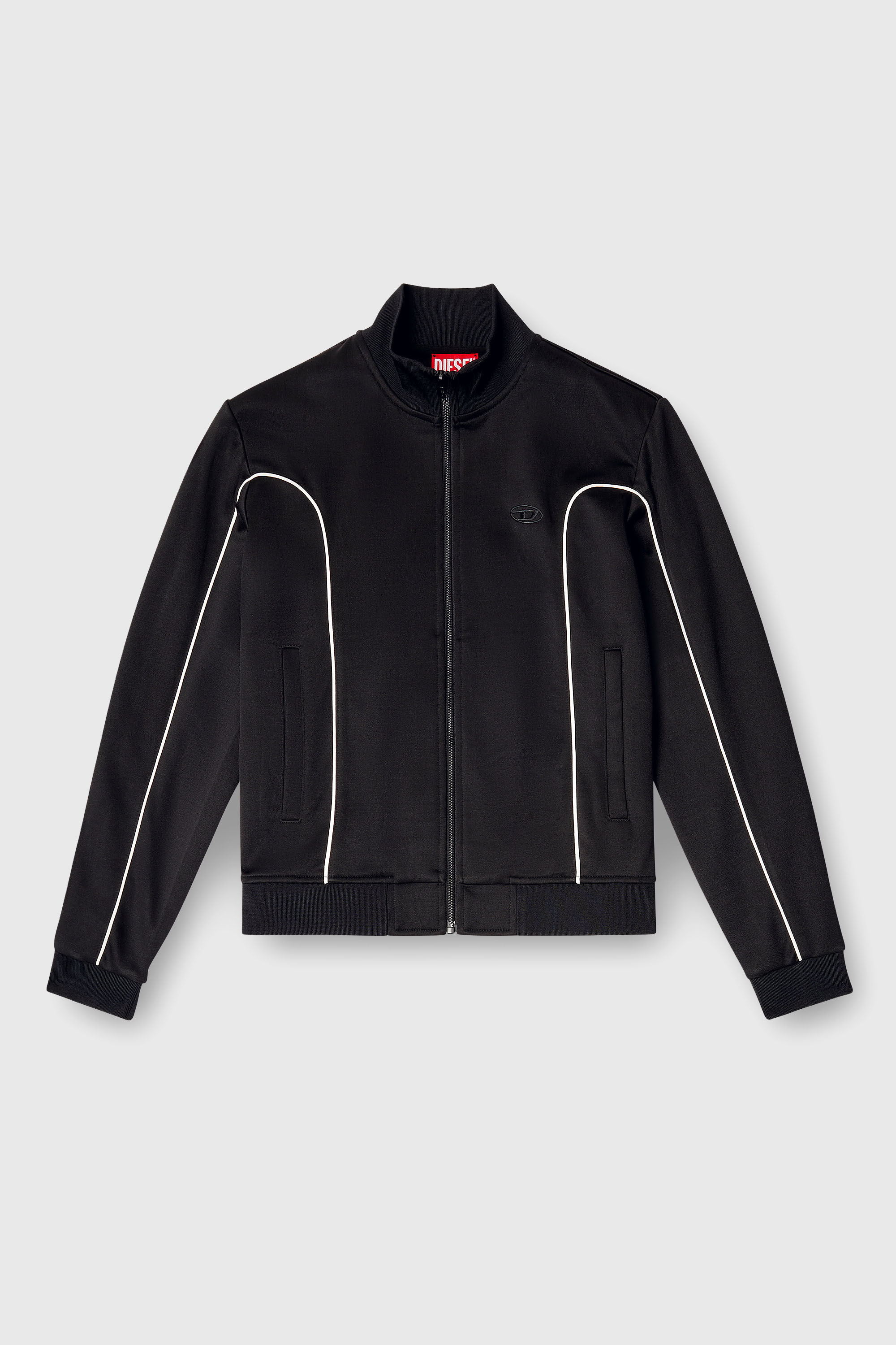 Diesel - F-LOCKING-OD, Damen Sweatjacke mit Kontrastpaspel in Schwarz/Weiss - 2