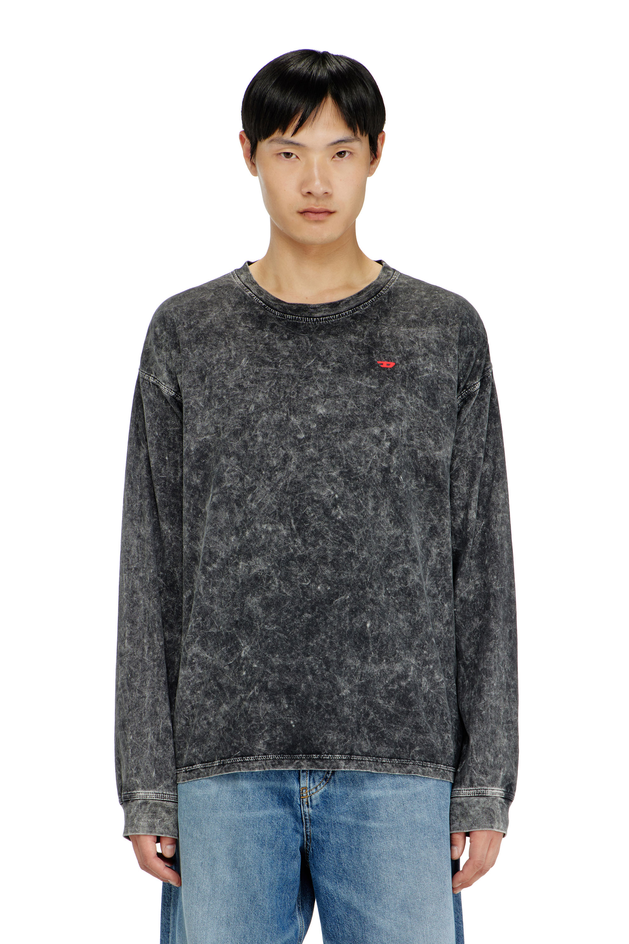 Diesel - T-BOXT-LS-AA5, Herren Langarmshirt mit behandelten Effekt in null - 1