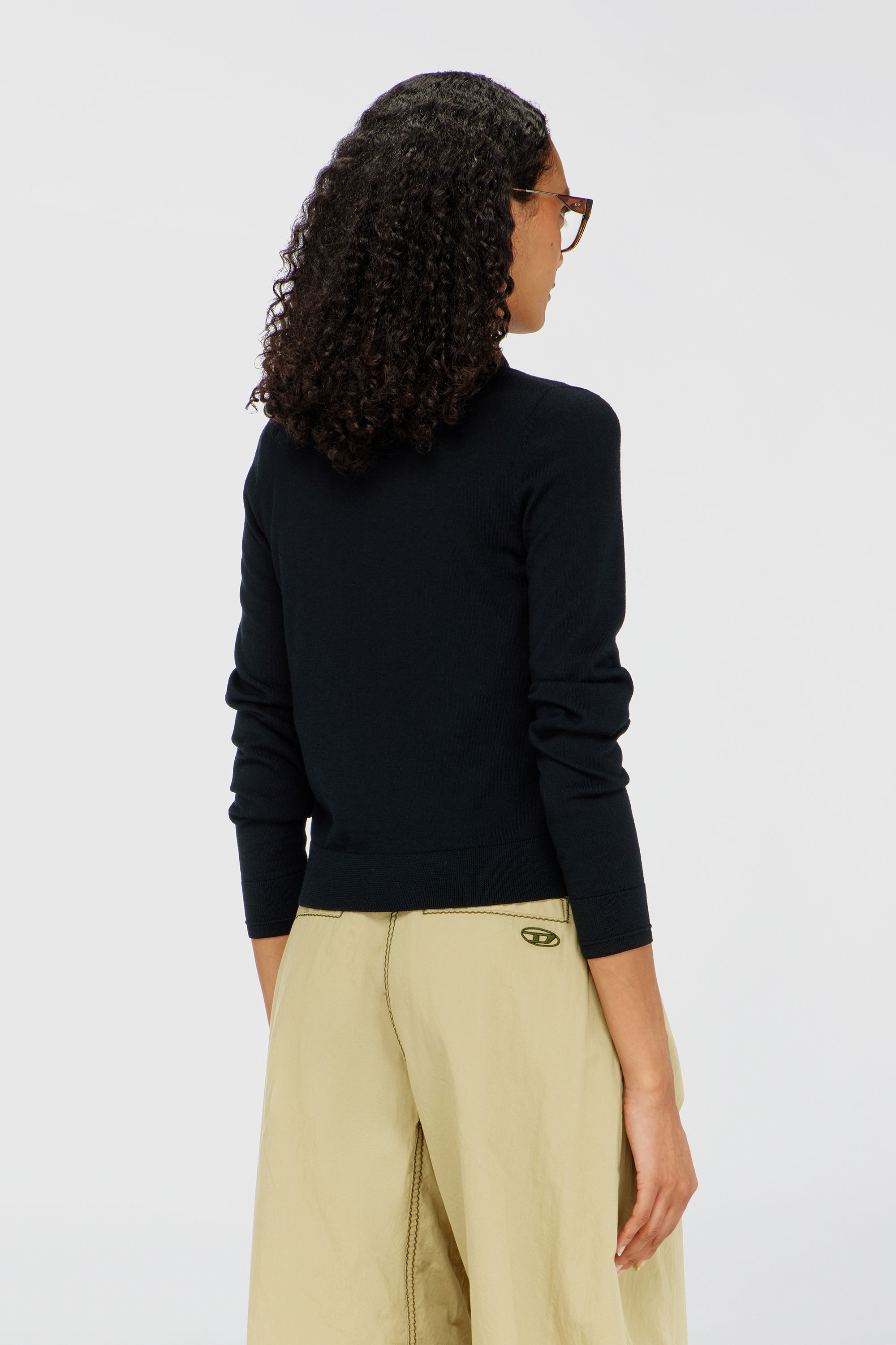 Diesel - M-ALIMA, Damen Cardigan aus Wolle mit Cut-out-Logo in Schwarz - 4