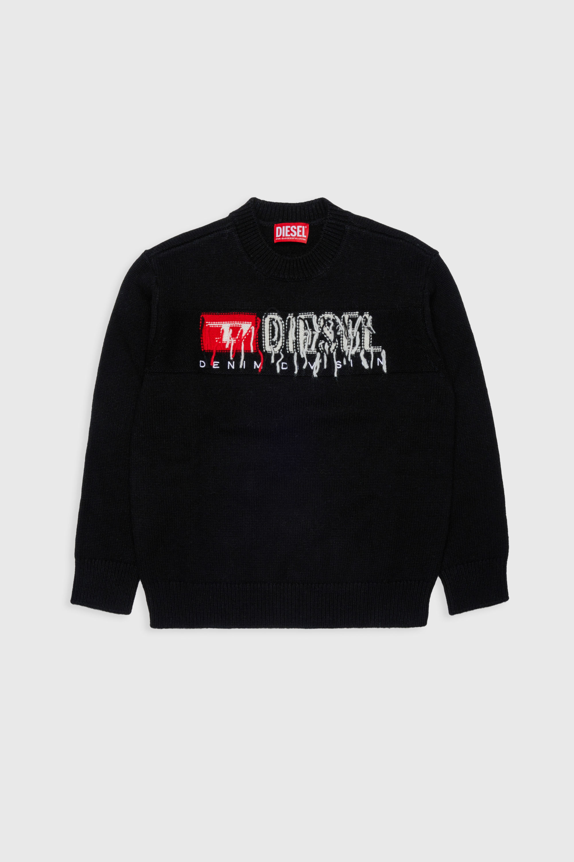 Diesel - KONZI OVER, Herren Pullover mit Kaschmir-Anteil und destroyed logo in Schwarz - 1