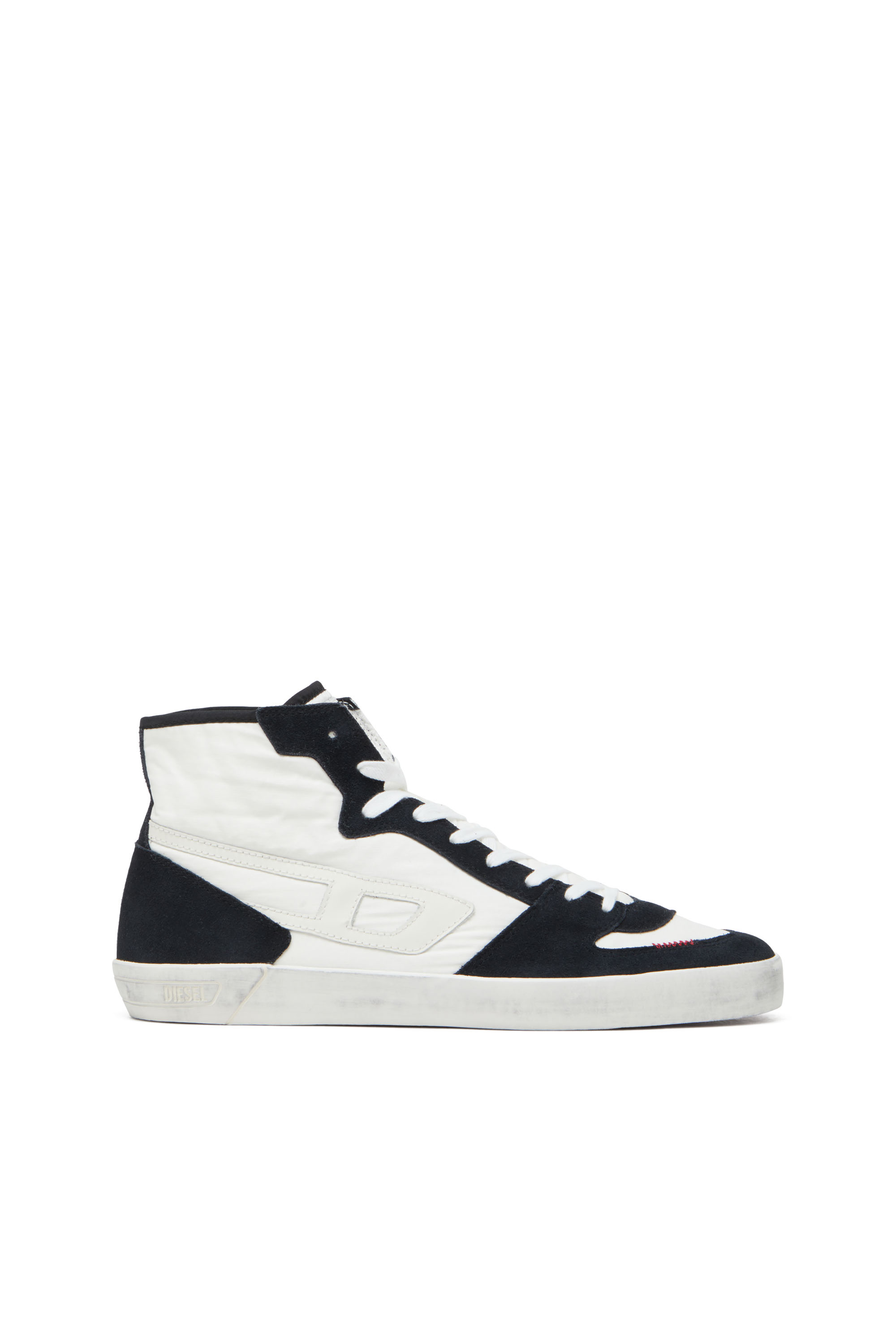 Diesel - S-LEROJI D-1 MID, Herren S-Leroji D-High-Top-Sneakers aus gepolstertem Ripstop und Veloursleder in Schwarz/Weiss - 1