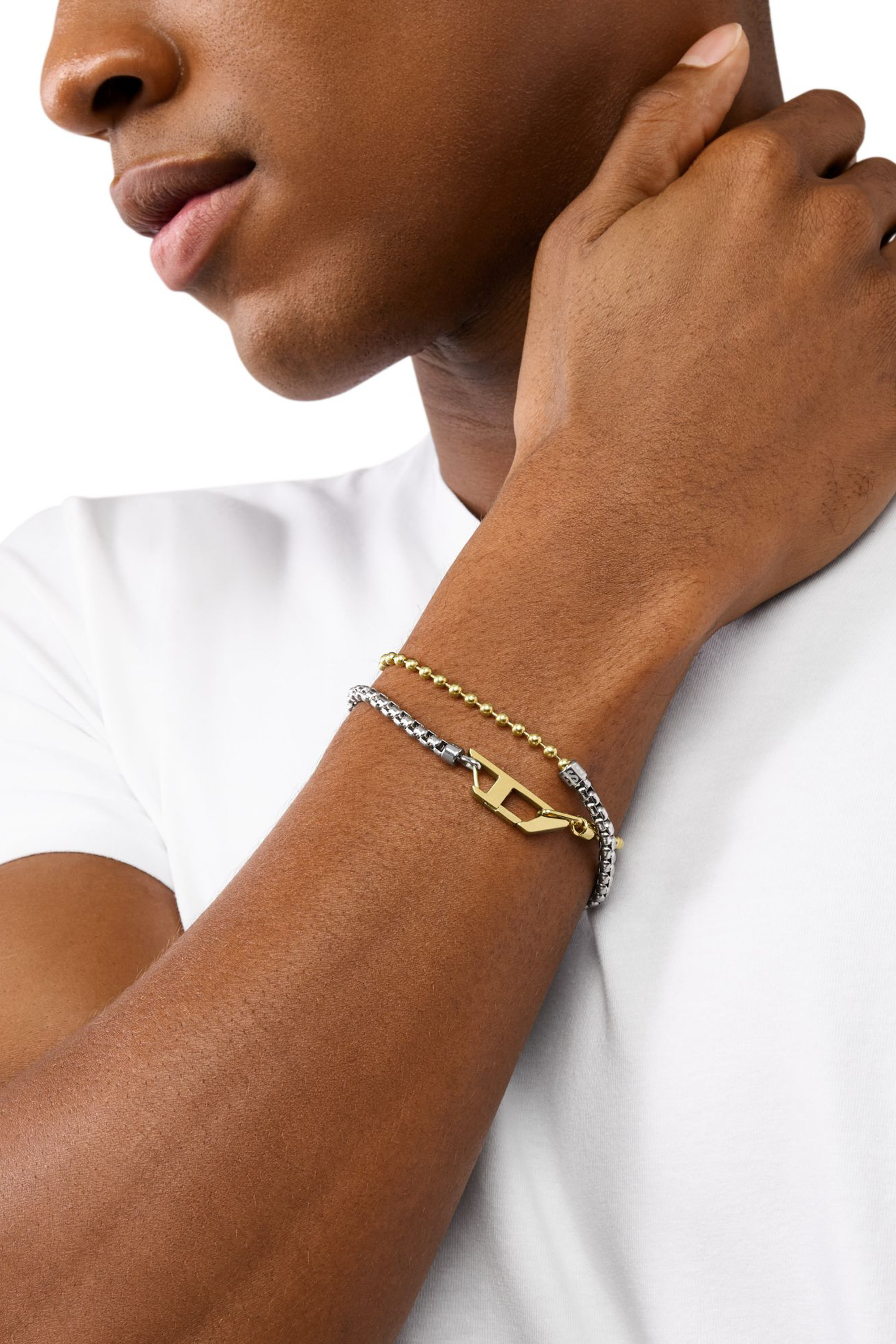 Diesel - DX1570931 JEWEL, Unisex Kettenarmband aus zweifarbigem Edelstahl in Silber/Gold - 3