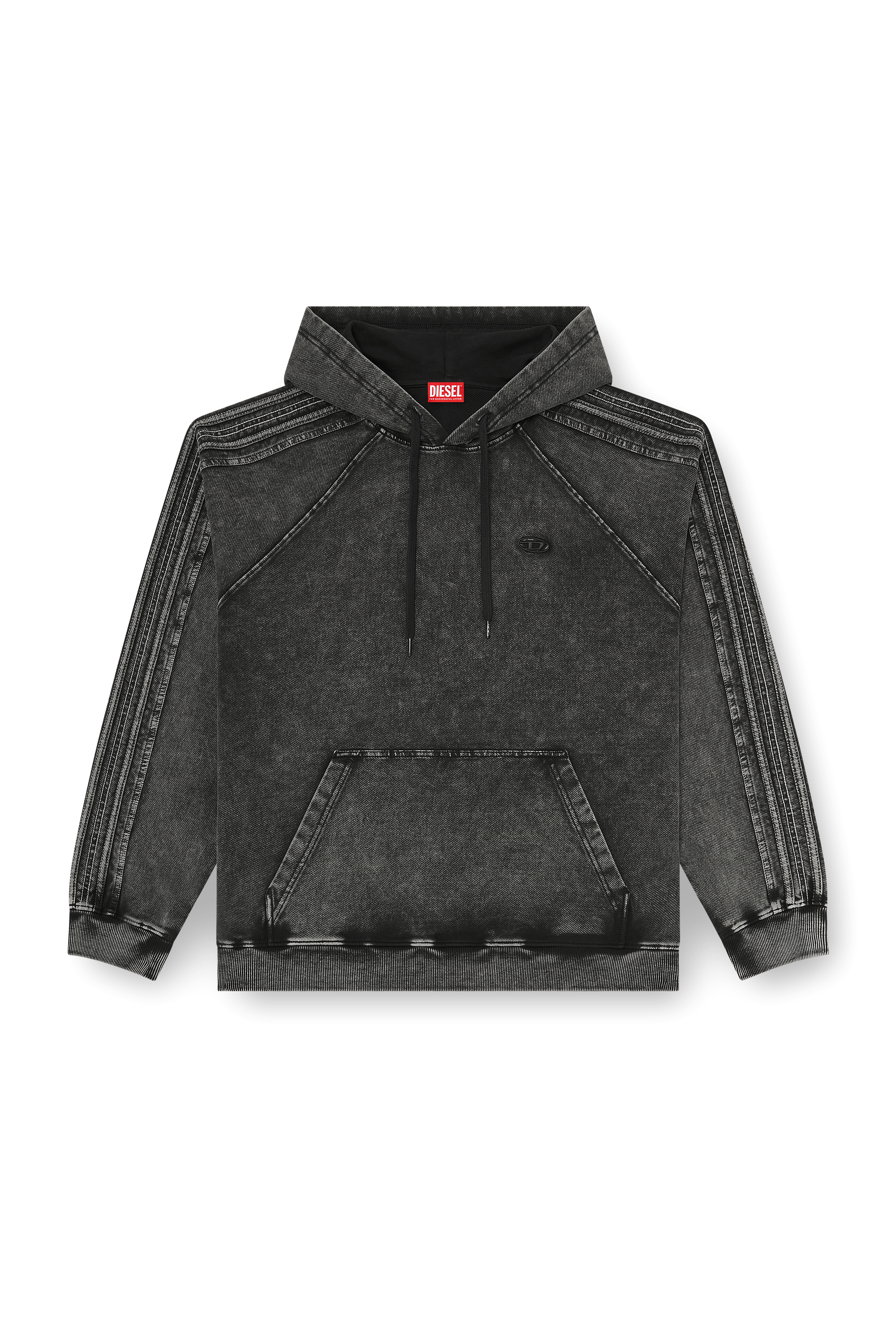 Diesel - S-ALTBOXT-HOOD, Herren Kapuzensweatshirt aus gewaschener Baumwolle mit Oval D Stickerei in Schwarz/Dunkelgrau - 3