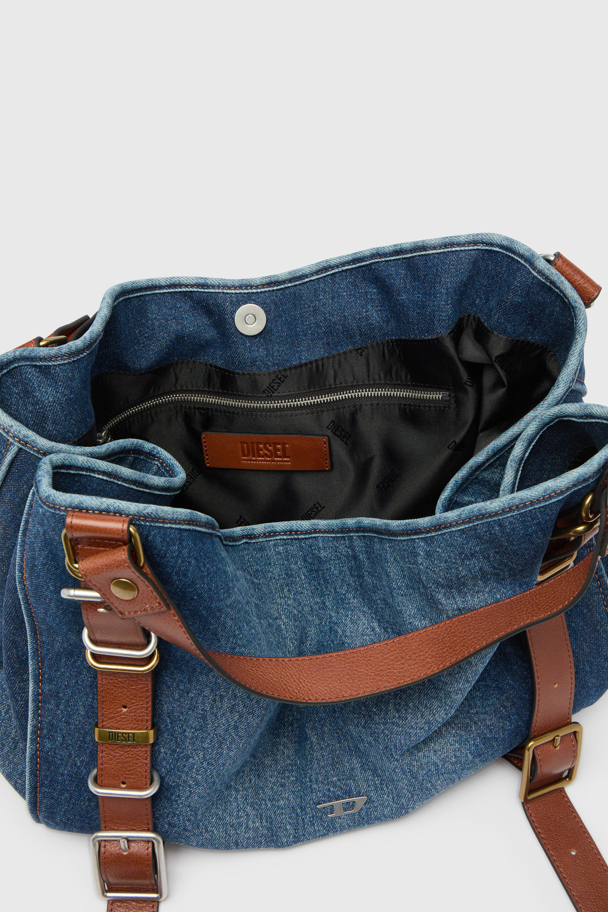 Diesel - D-ONE TOPHANDLE M, Damen D-One-Medium Top-Handle-Tasche aus Denim und Leder in null - 4
