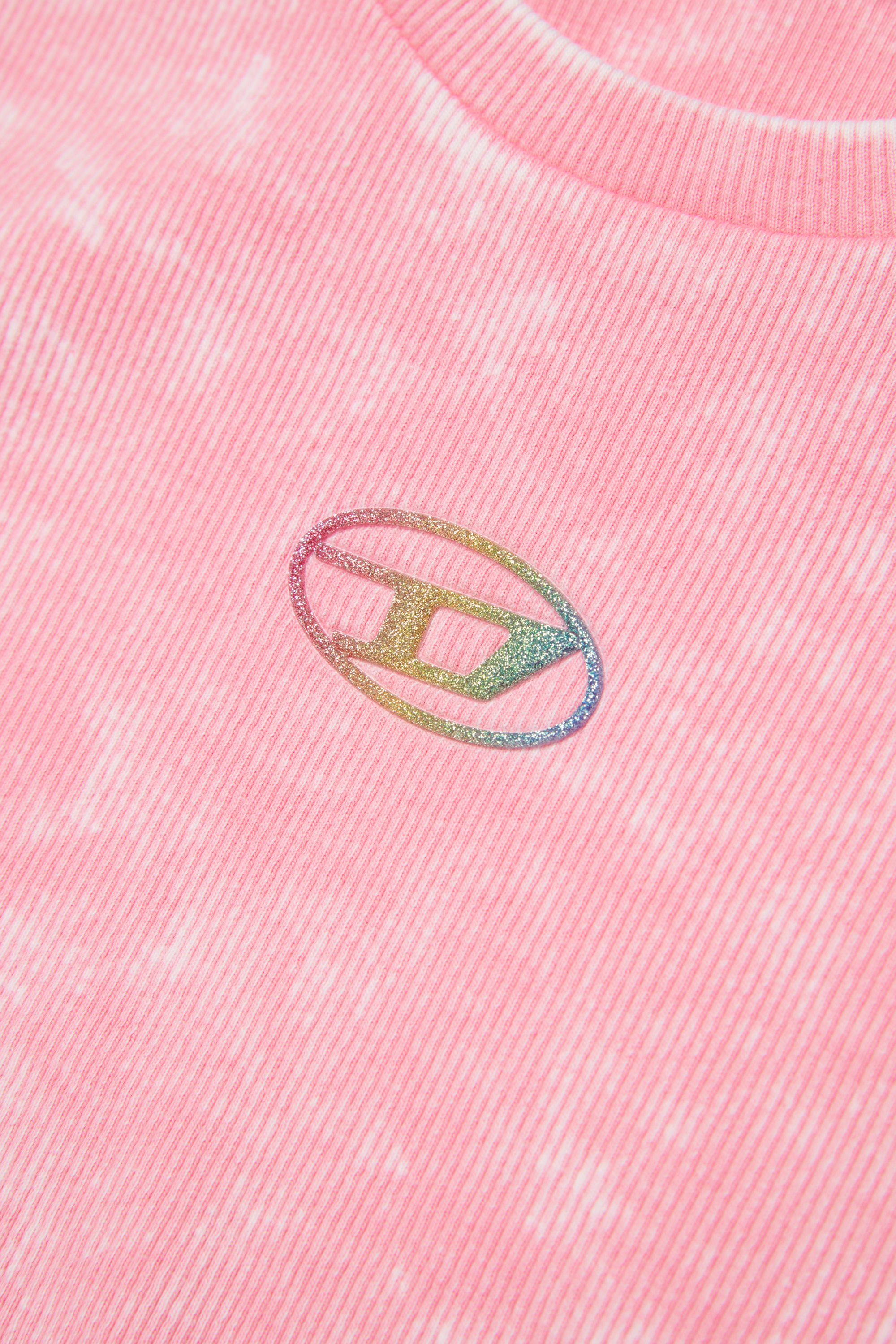 Diesel - TAILIA, Damen Geripptes T-Shirt mit R&uuml;schen in Rosa - 4