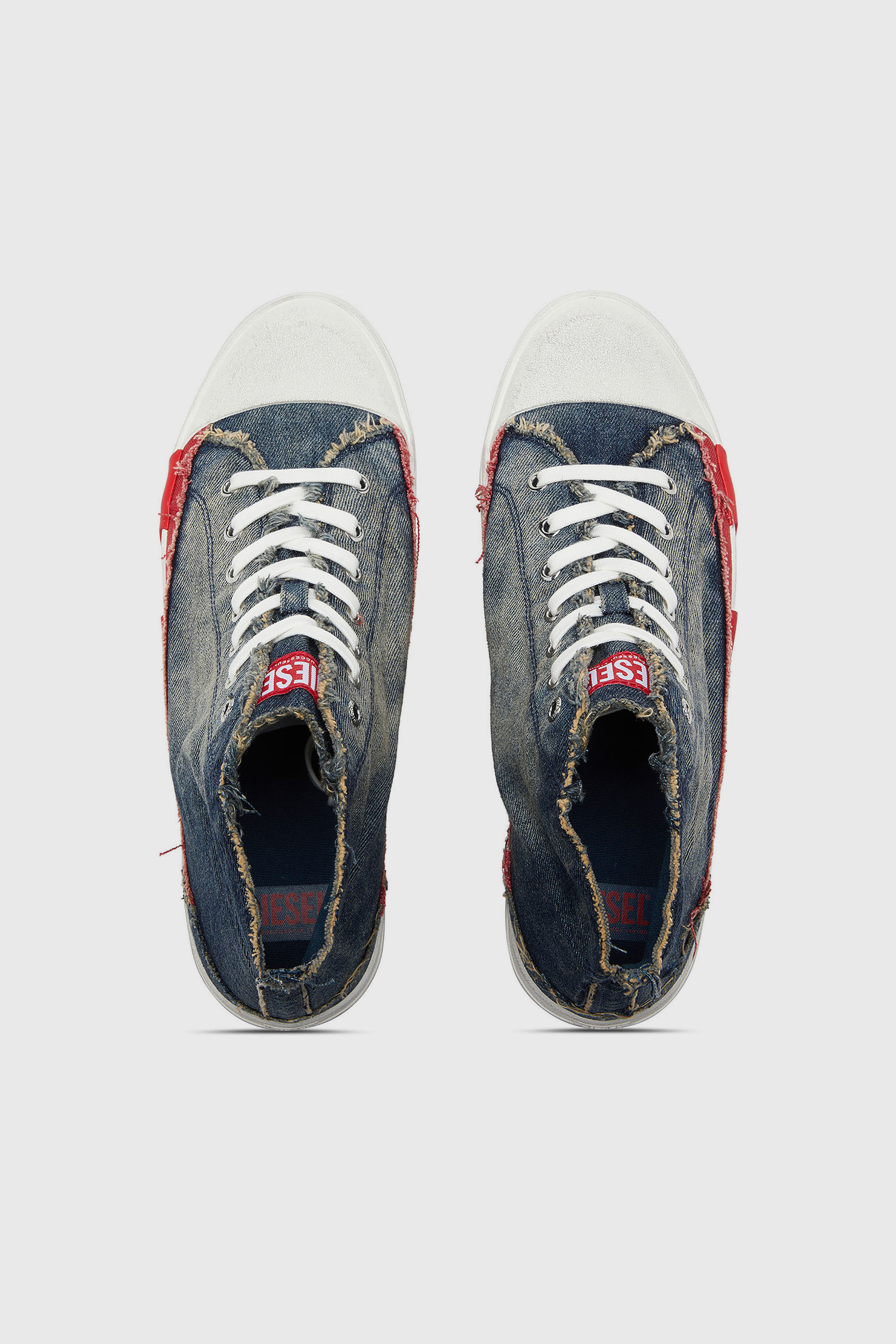 Diesel - S-D-VERSE MID II, Herren D-Verse-High-Top-Sneaker aus Denim mit D-Logo in Blau/Rot - 4